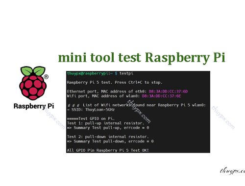 Mini tool for Test Raspberry Pi, Ethernet, Wifi, GPIO