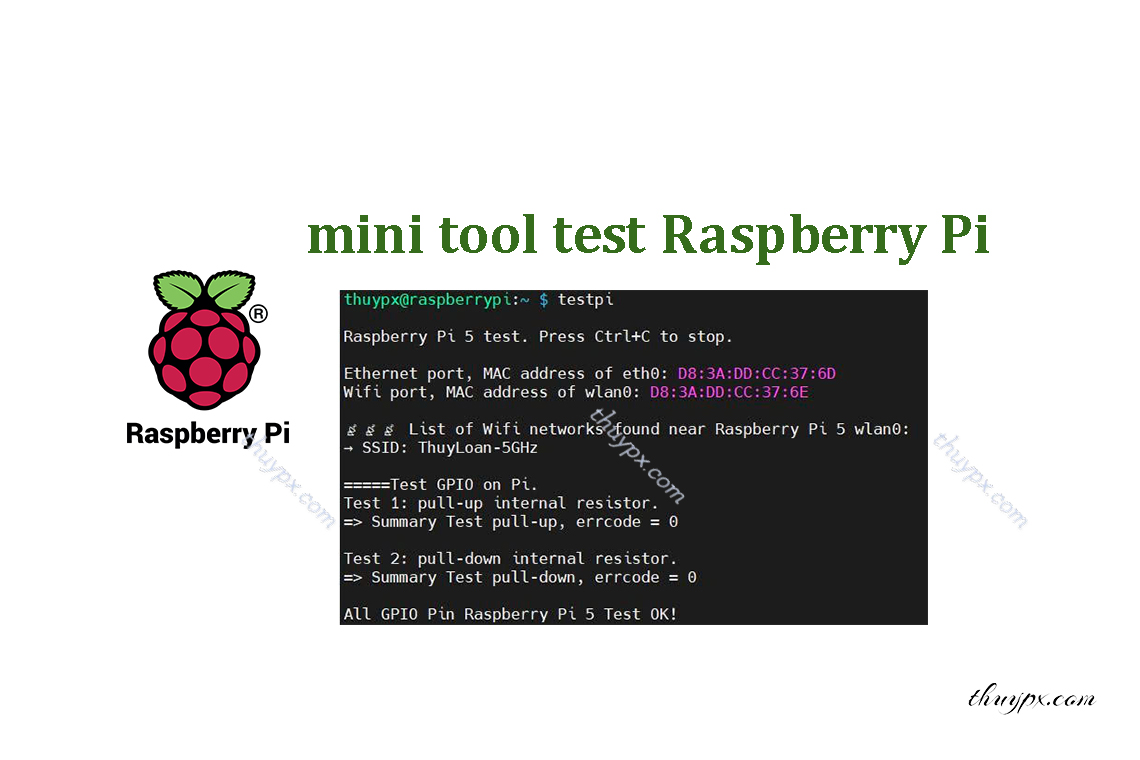Mini tool for Test Raspberry Pi, Ethernet, Wifi, GPIO